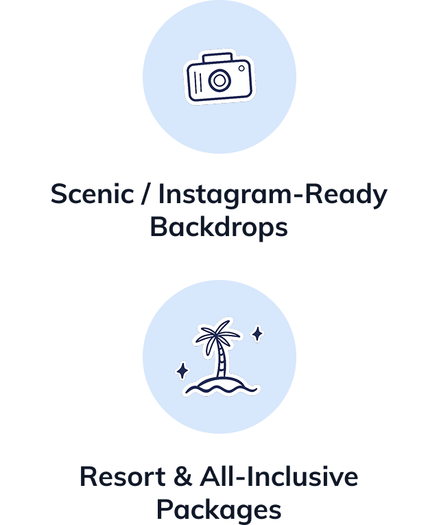 Two reasons couples are choosing destination weddings are for scenic/Instagram-ready backdrops and resort & all-inclusive packages.